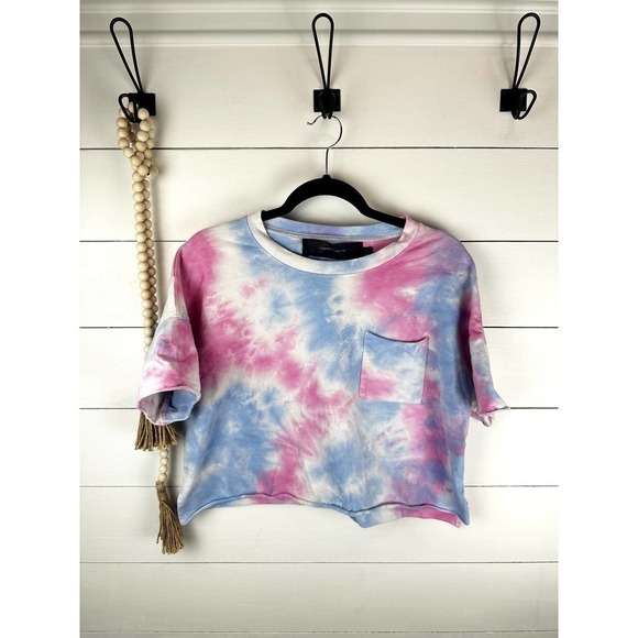 Pre-Loved CodeXMode blue and pink tie-dye cropped t-shirt S - Picture 1 of 5